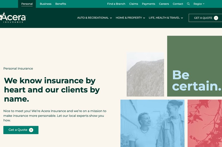 Acera Insurance – Website by Twirling Umbrellas