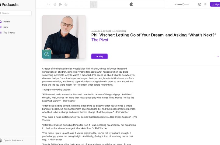 The Pivot Podcast with Andrew Osenga: Interview with Phil Vischer by Four Eyes Media