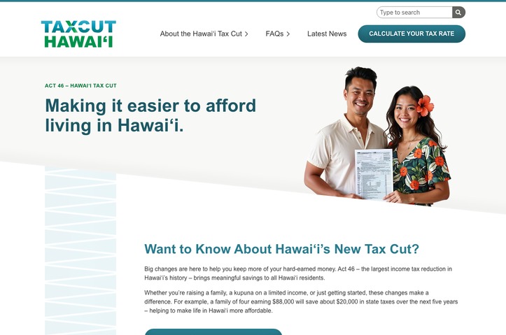Tax Cut Hawai‘i Website by Anthology FINN Partners