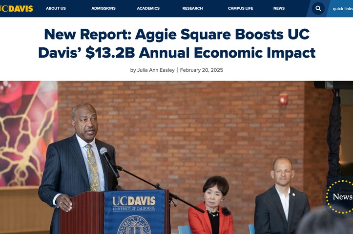 New Report: Aggie Square Boosts UC Davis’ $13.2B Annual Economic Impact by Strategic Communications, UC Davis