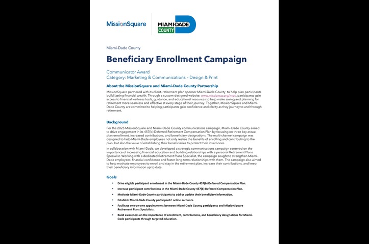 Miami-Dade County Beneficiary Enrollment by MissionSquare