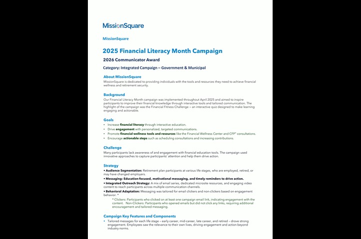 MissionSquare Financial Literacy Month by MissionSquare