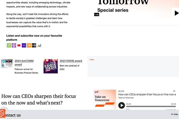 Take on Tomorrow Special Series by PwC