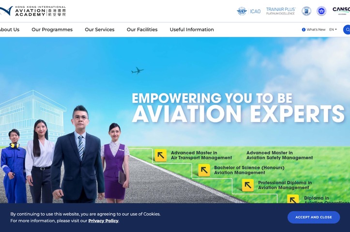Hong Kong International Aviation Academy Website & Enrollment Portal by FirmStudio Ltd