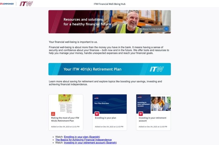 Illinois Tool Works - Financial Wellbeing Hub by Empower