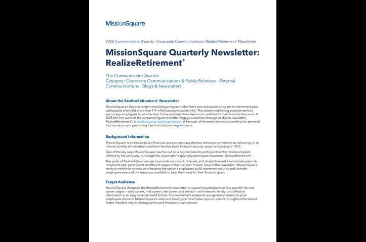 MissionSquare RealizeRetirement Newsletter by MissionSquare
