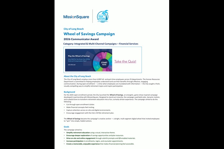 City of Long Beach Wheel of Savings by MissionSquare