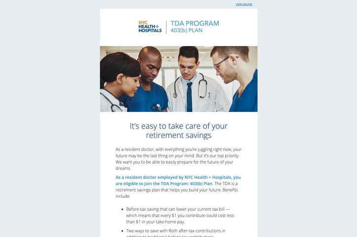 NYC Health+Hospitals Resident Enrollment Email by Empower