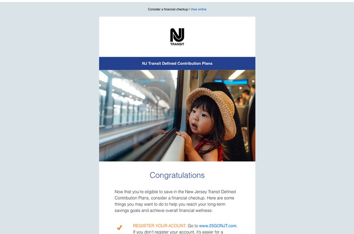 New Jersey Transit Retirement Plans New Employee Email by Empower