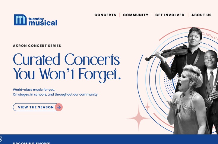 Tuesday Musical Association Website by TRIAD Communications, Inc.