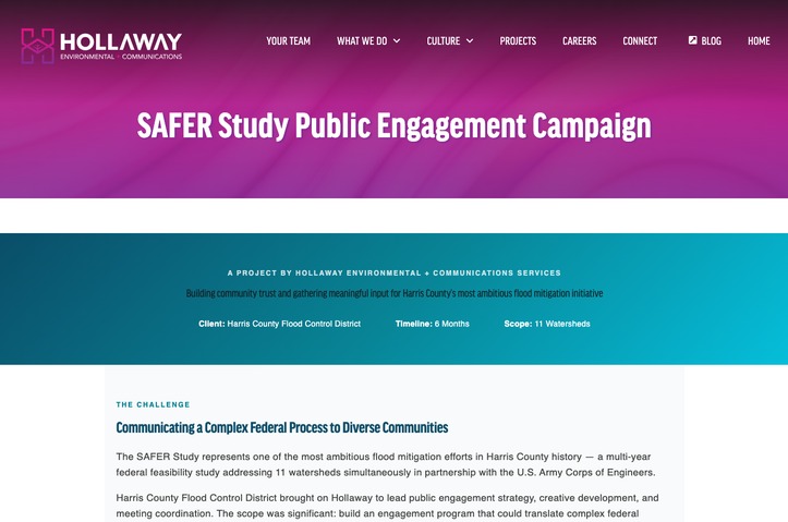 SAFER Study Public Engagement Campaign by Hollaway Environmental + Communications
