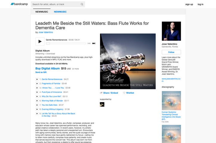 Leadeth Me Beside the Still Waters: Bass Flute Works for Dementia Care by University of Florida