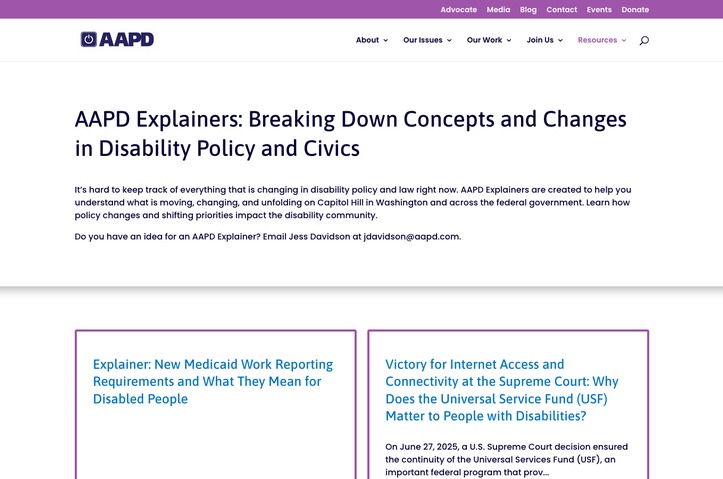 American Association of People with Disabilities Explainers: Helping Disabled Americans Navigate Policy Threats in 2025 by American Association of People with Disabilities (AAPD)