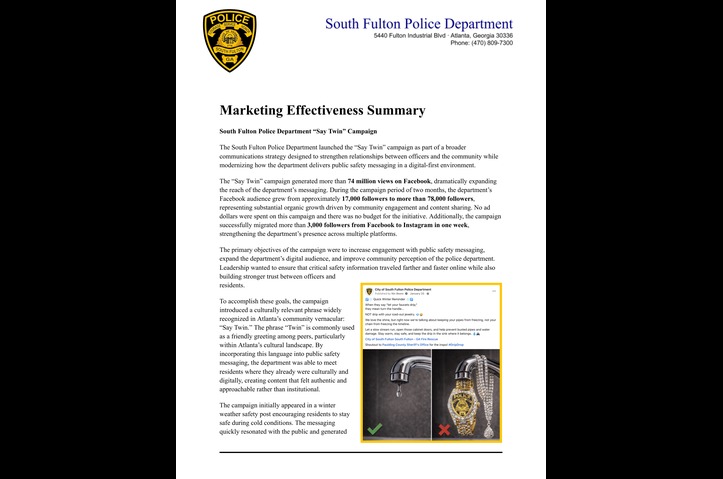 Say Twin by South Fulton Police Department