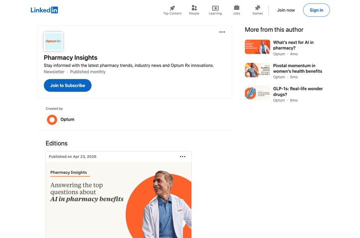 Optum Rx Pharmacy Insights LinkedIn Newsletter by Optum Rx