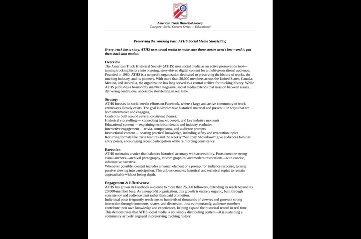 ATHS_Social Media Content Series_Educational by American Truck Historical Association